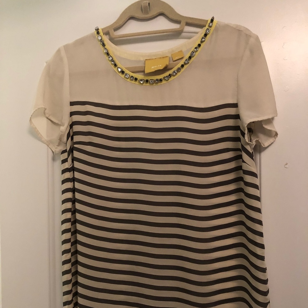 Anthro dressy top with sequin collar